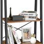 _Standing shelf, ladder shelf, bookcase with cupboard, living room shelf, 4 shelves, sturdy iron frame, bedroom, office, 56 x 34 x 173 cm, industrial design, vintage, dark brown Image 5