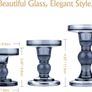 Glass Candle Holders, 3 Pieces Crystal Clear Candlesticks With Elegant Design for Pillar Taper Candle and Tea light, Home Table Living Room Wedding Party Decorations Home Decor - Smoky Blue Image 3