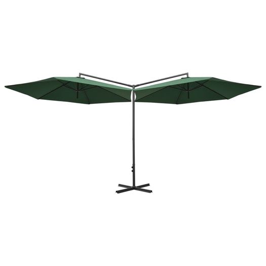 Double Parasol with Steel Pole Green 600 cm