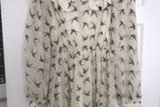 Primark bird print cream dress size 8 long sleeve