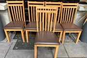 5 x Lovely Sturdy Leather Kitchen Dining Chairs - Can Deliver