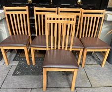 5 x Lovely Sturdy Leather Kitchen Dining Chairs - Can Deliver