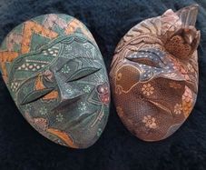 Indonesian Vintage Masks on light wood