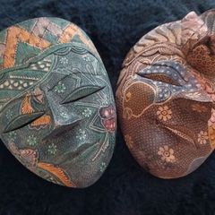 Indonesian Vintage Masks on light wood