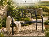 Black Metal Garden Bench 2 Seater Outdoor Patio Bench
