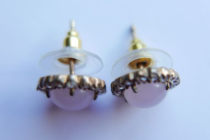 Vintage  Sterling Silver 925 Gold Plated Moonstone agate Earrings 2,6g