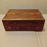 Antique Oak Box with Brass Insert Design Running through it Image 2