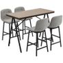 Bar Table with Bar Stools in Industrial Design, Button Tufting, 120 cm x 60 cm x 91 cm, Gray + Black Image 2