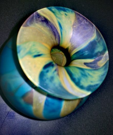 Unique heavy handblown glass vase