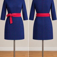 Checked Dress with Belt