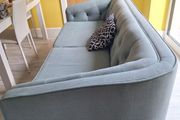 Blue Fabric Buttoned Sofa
