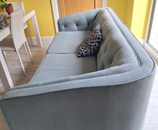 Blue Fabric Buttoned Sofa
