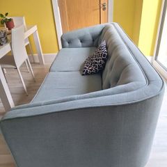 Blue Fabric Buttoned Sofa