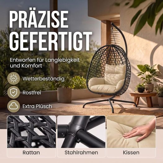 Hanging Chair with Frame Hanging Basket - Indoor and Outdoor Hanging Chair