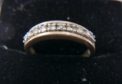 Vintage Diamond Band Ring 18Ct Gold Fine Wedding Jewelry Band Size N1/2 - 2,92g