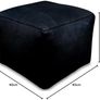 Good Square Leather Pouffe - Handmade - Delivered stuffed - Ottoman footstool, floor cushion (Black) Image 3