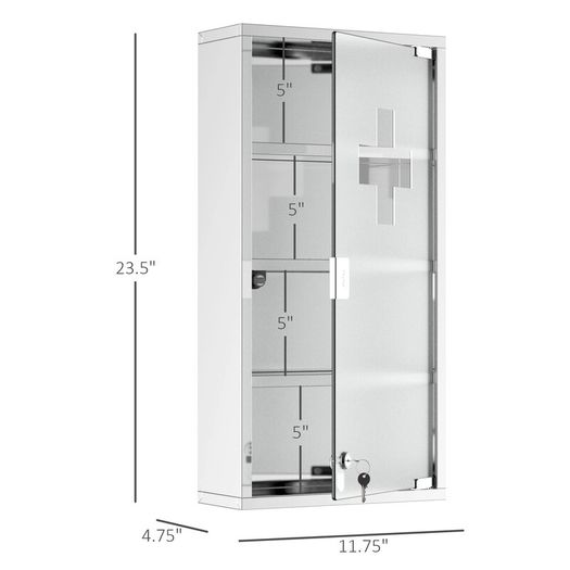 4 Tier Wall Mounted Medicine Cabinet, Stainless Steel