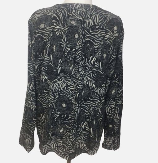 Daniel Hechter Ladies Black & White Long Sleeve Floral Print Blouse Uk 22 Includes Postage