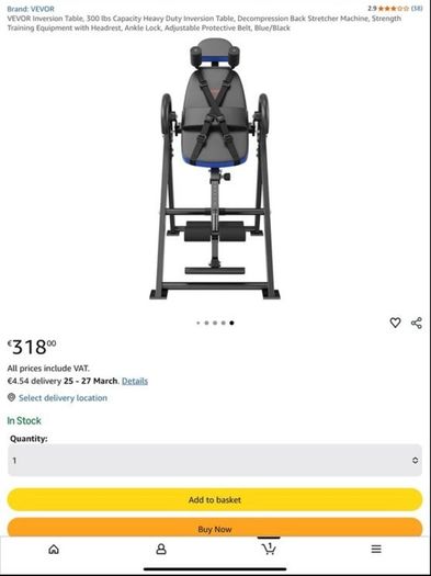 VEVOR Inversion Table - Heavy Duty (Like New / Used Twice)