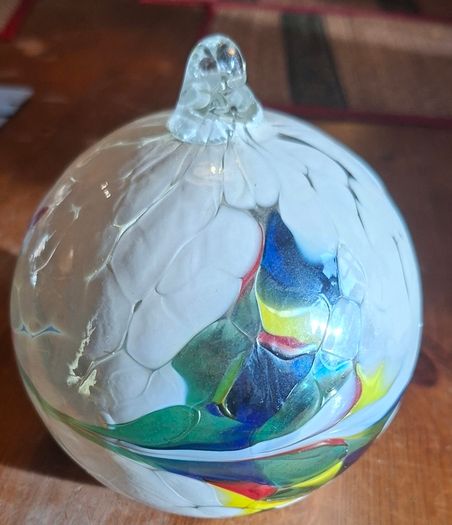 Hand blown decorated glass ball