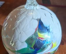 Hand blown decorated glass ball