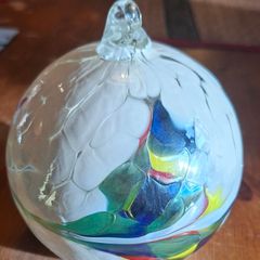 Hand blown decorated glass ball