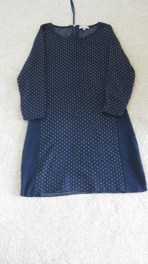 KEN bought in TK Maxx ladies knit style navy winter dress with beige detail size small 8 to 10