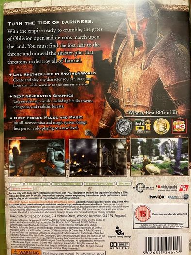 Xbox 360 game Oblivion Elder Scrolls IV