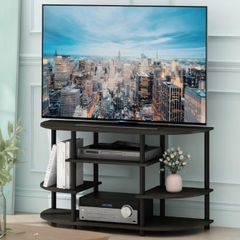 Simple Design Corner Entertainment Center, TV Console for TV up to 46 Inch, for Living Room, Bedroom, Espresso