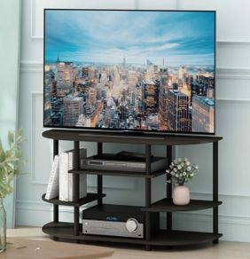 Simple Design Corner Entertainment Center, TV Console for TV up to 46 Inch, for Living Room, Bedroom, Espresso
