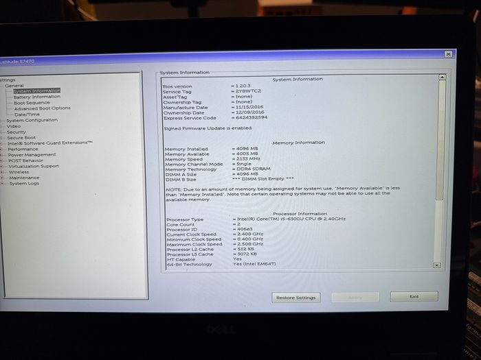 Dell Latitude E7470 Touchsreen for parts or repair