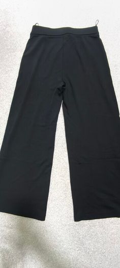 M&S Black Wide Leg Trousers - Size 10 Short