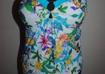 M&S floral strapless swimsuit size UK16 EU44 cup C/D Postage included