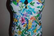 M&amp;S floral strapless swimsuit size UK16 EU44 cup C/D Postage included