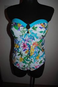 M&S floral strapless swimsuit size UK16 EU44 cup C/D Postage included