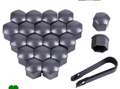 20pcs Wheel Nut Bolt Cover Caps, Grey For Audi Vw Bmw Mercedes, Universal 17mm