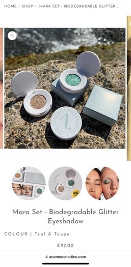 Anam Cosmetics Mara Set - Biodegradable Glitter Eyeshadow COLOUR | Teal & Taupe
