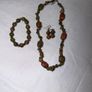 Unakite Crystal Jewellery Set Necklace, Bracelet & Earrings Image 2
