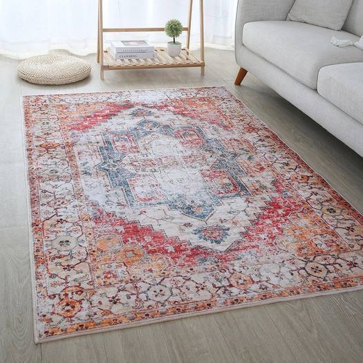Rugs Living Room 90X150cm, Non Slip Large Area Rugs for Machine Washable, Vintage Style and Soft Low Pile Floor Carpet