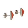 Vintage 925 Sterling Silver & Red Coral Stud Earrings Image 6