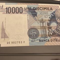 Italy 10,000 Lire Volta consecutive Numbers and uncirculated