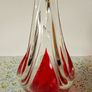 Vintage Murano Art Glass Basket Vase Red And Clear Glass. Image 4