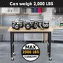 120cm Heavy-Duty Workbench with Adjustable 5 Heights, Rubber Wood Top, 900kg Load Capacity for Workshop, Garage, Office & Home Image 5