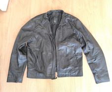 David Moore Black Leather Jacket Zip Up Short Jacket Size L