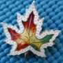 Antique  Large Sterling Silver Enamel Maple Leaf Brooch Image 3