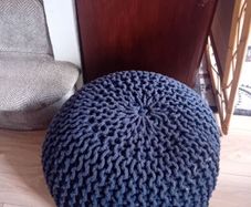 Navy knitted Footstool