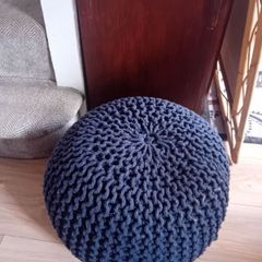 Navy knitted Footstool