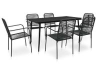 main image for ad 7 Piece Outdoor Dining Set Cotton Rope and Steel Black