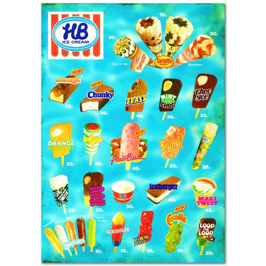 HB Ice Cream & Irish Snack Posters - A4 / A3 Prints