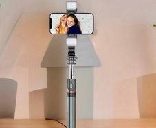 New Black 170cm Bluetooth Selfie Stick Tripod with 2 LED Lights and Remote iPhone & Android